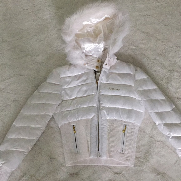 bebe white puffer jacket